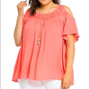 Torrid Coral Cold Shoulder Top XXL